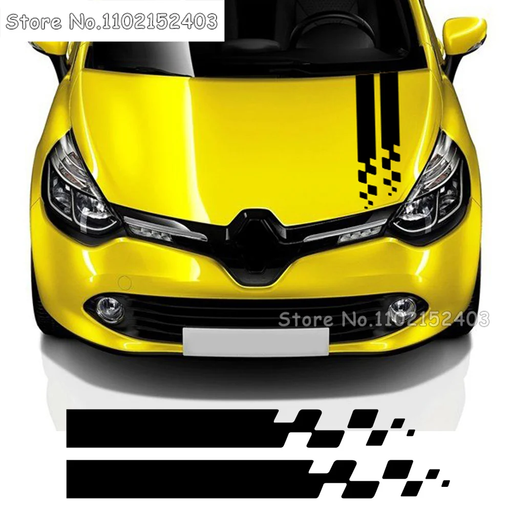 

Racing Sport Car Hood Sticker Trunk Bonnet Vinyl Graphics Decal For Renault Clio RS Campus Megane 2 3 Twingo Sandero Accessories