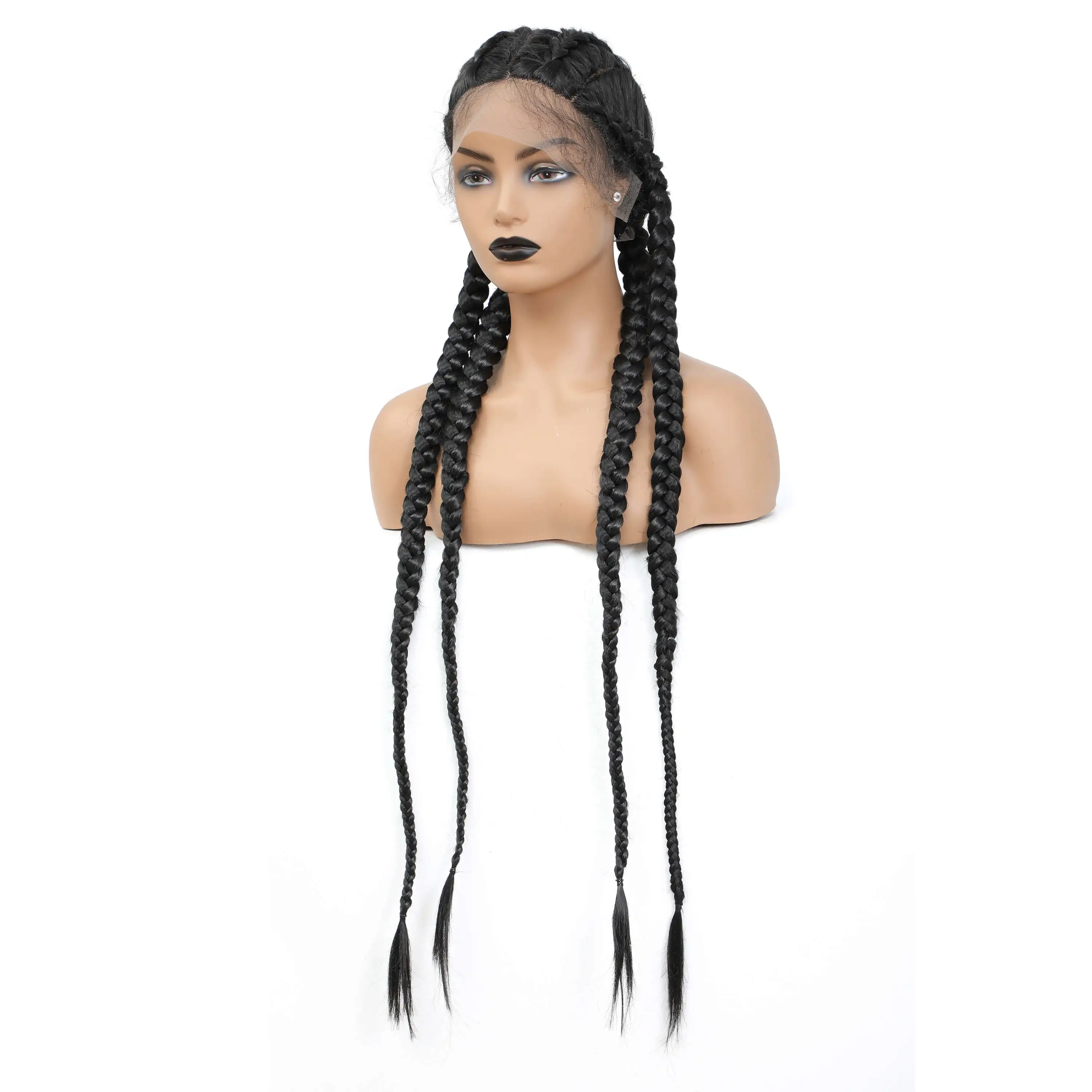 

30 Inches Part Lace Front Knotless Box Braided Wigs With Baby Hair Super Long Synthetic Braids Wig For Black Women