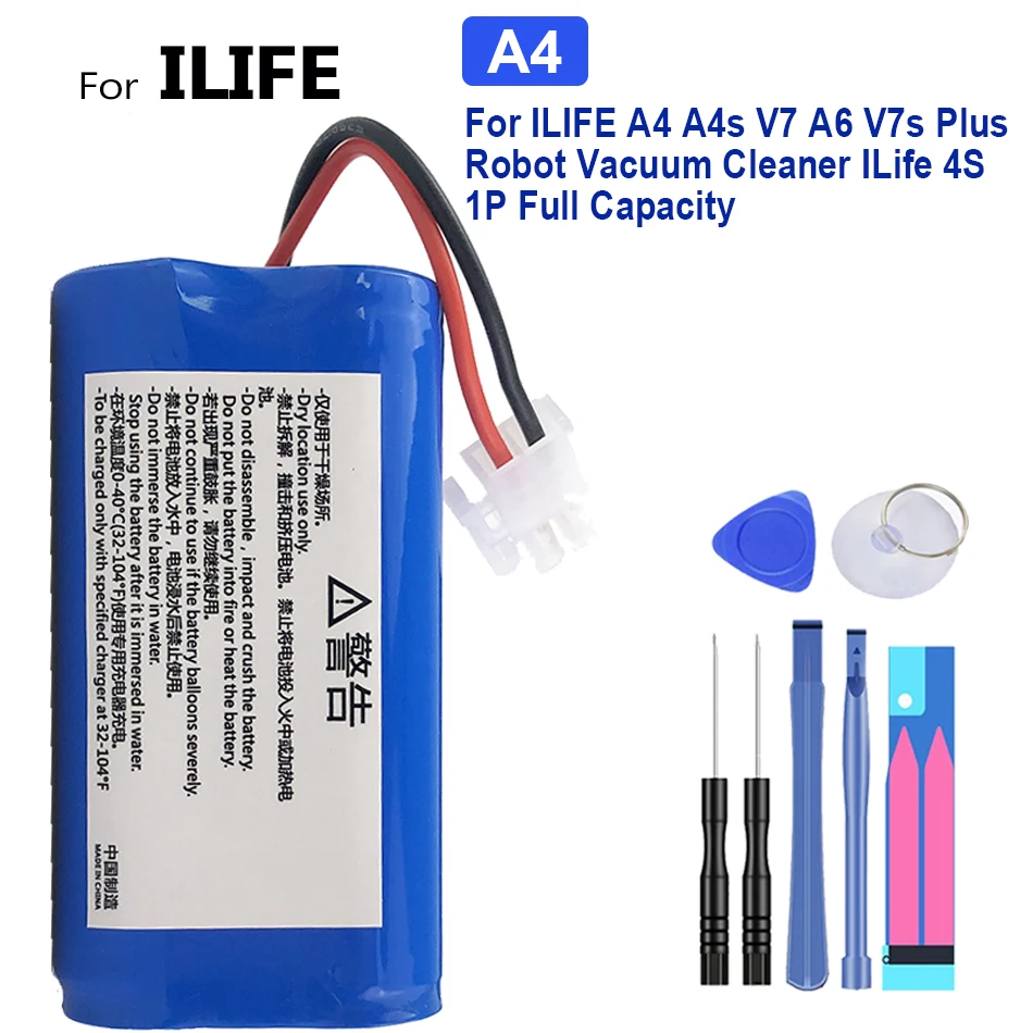 

Battery 3400mAh For ILIFE A4 A4s V7 A6 V7s Plus V7sPlus Robot Vacuum Cleaner ILife 4S ILife4S 1P Full Capacity