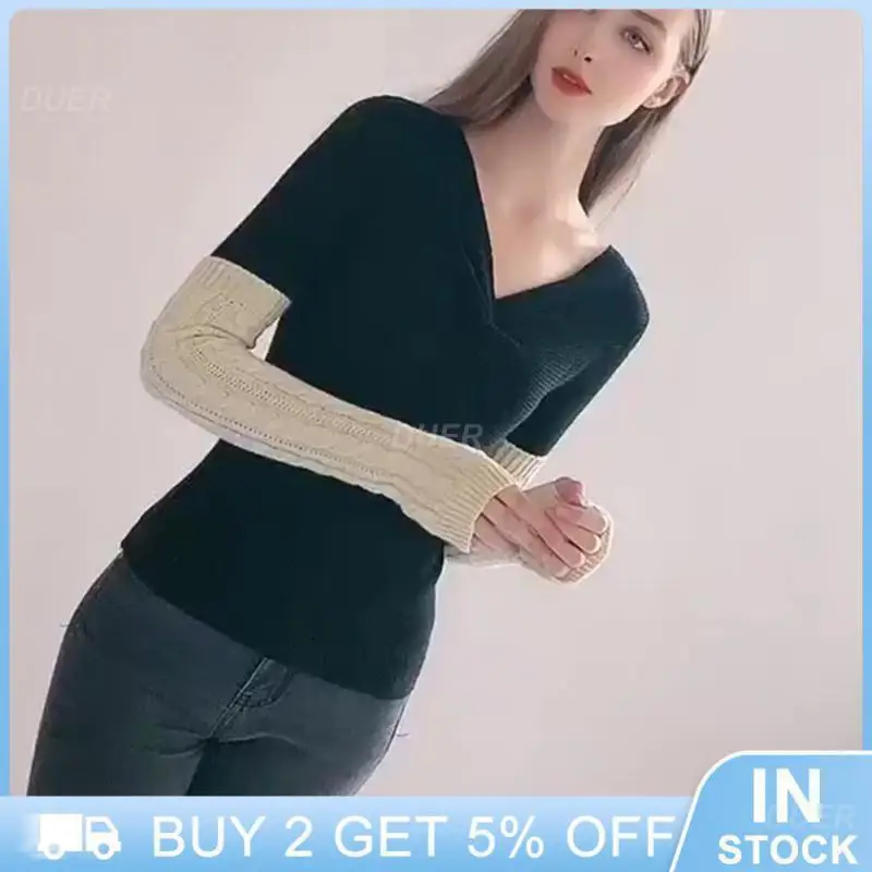 

Women's Keep Warm Arm Sleeves Autumn Winter Half-finger Wool Gloves Knitted Fingerless Sleeves Arm Sleeves