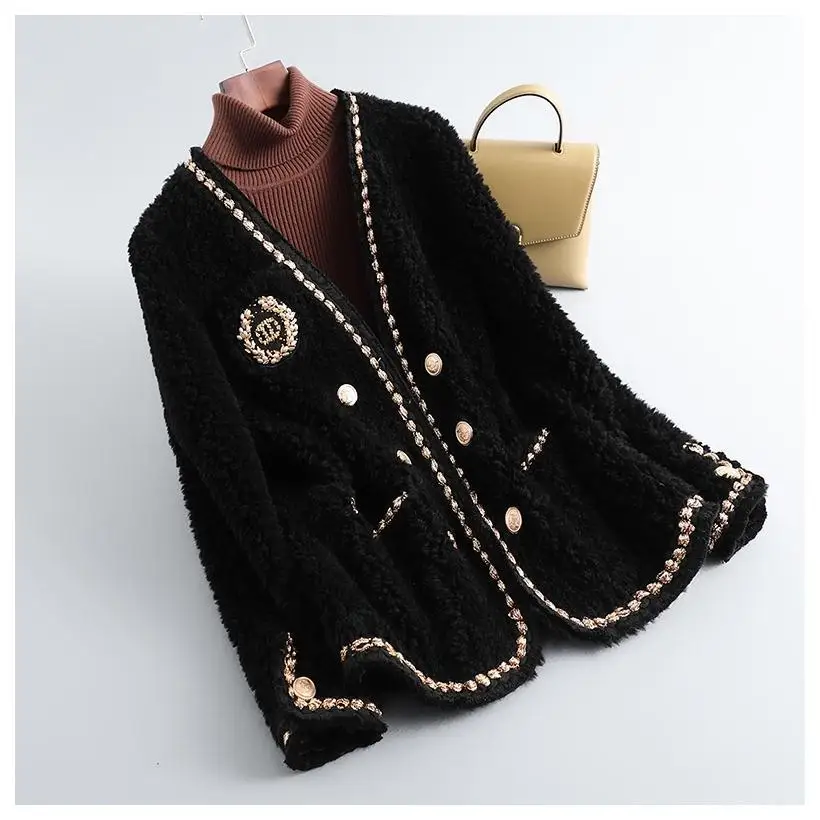 

Woman V-neck Real Fur Coat Winter Female New Fur Coat Natural Fur Slim Jacket Ladies Clothes Jacket Fur Jacket Overcoat G298