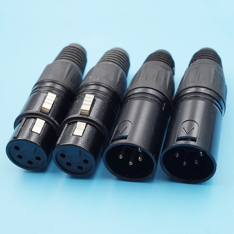 

30Pcs Black 4Pin Xlr Audio Mic Microphone Connector Cannon Female Jack Copper Needle Xlr Connector Male Balance Plug Adapter