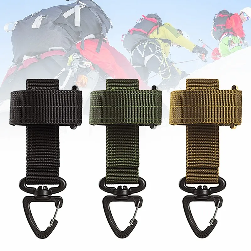 Outdoor Keychain Tactical Gear Clip Keeper Pouch Belt Keychain  Webbing Gloves Rope Holder Military Hook Nylon Webbing Keyring