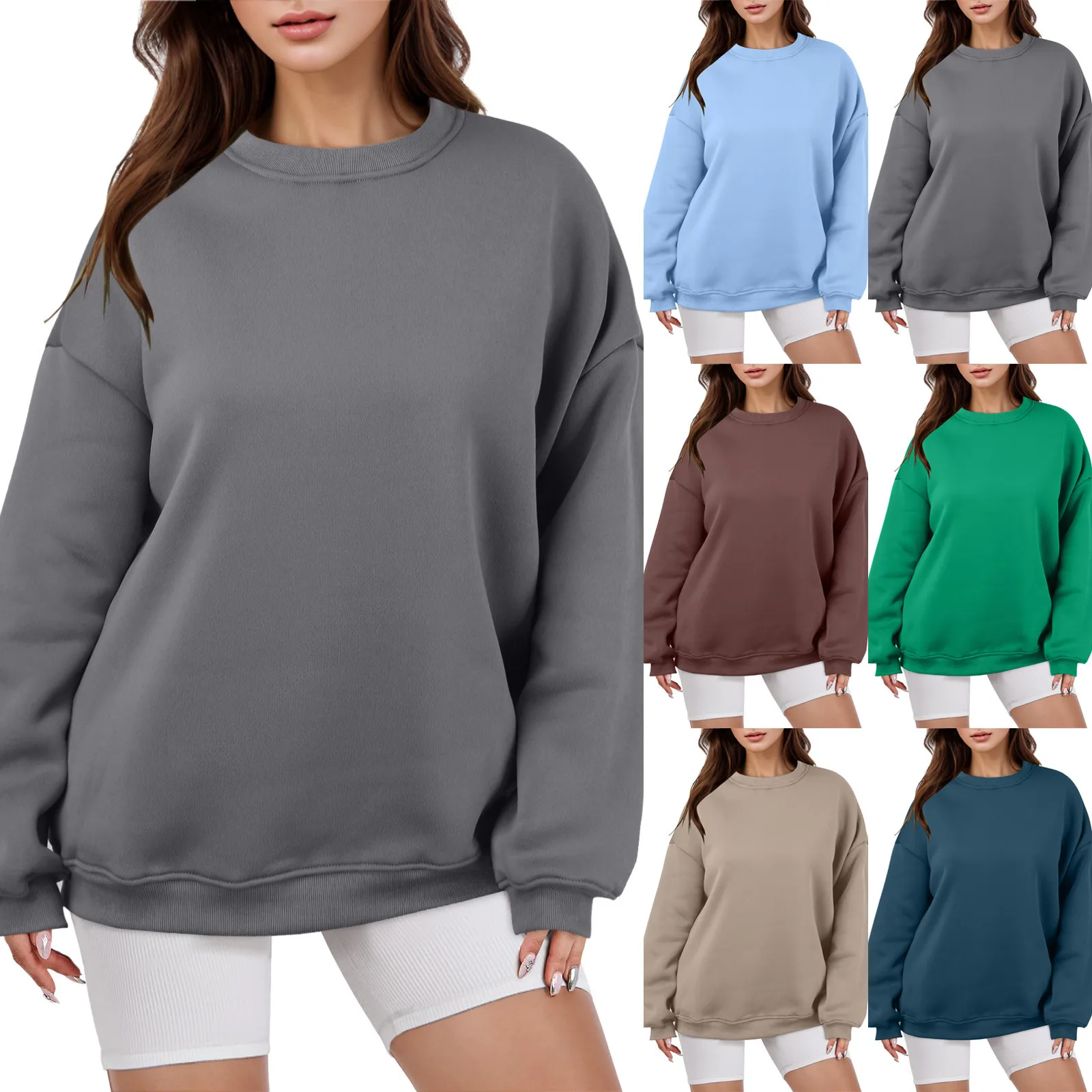 

Womens Oversized Sweatshirt Crewneck Loose Fit Long Sleeve Fleece Pullover Fall Casual Clothes vintage Kpop Loose fit