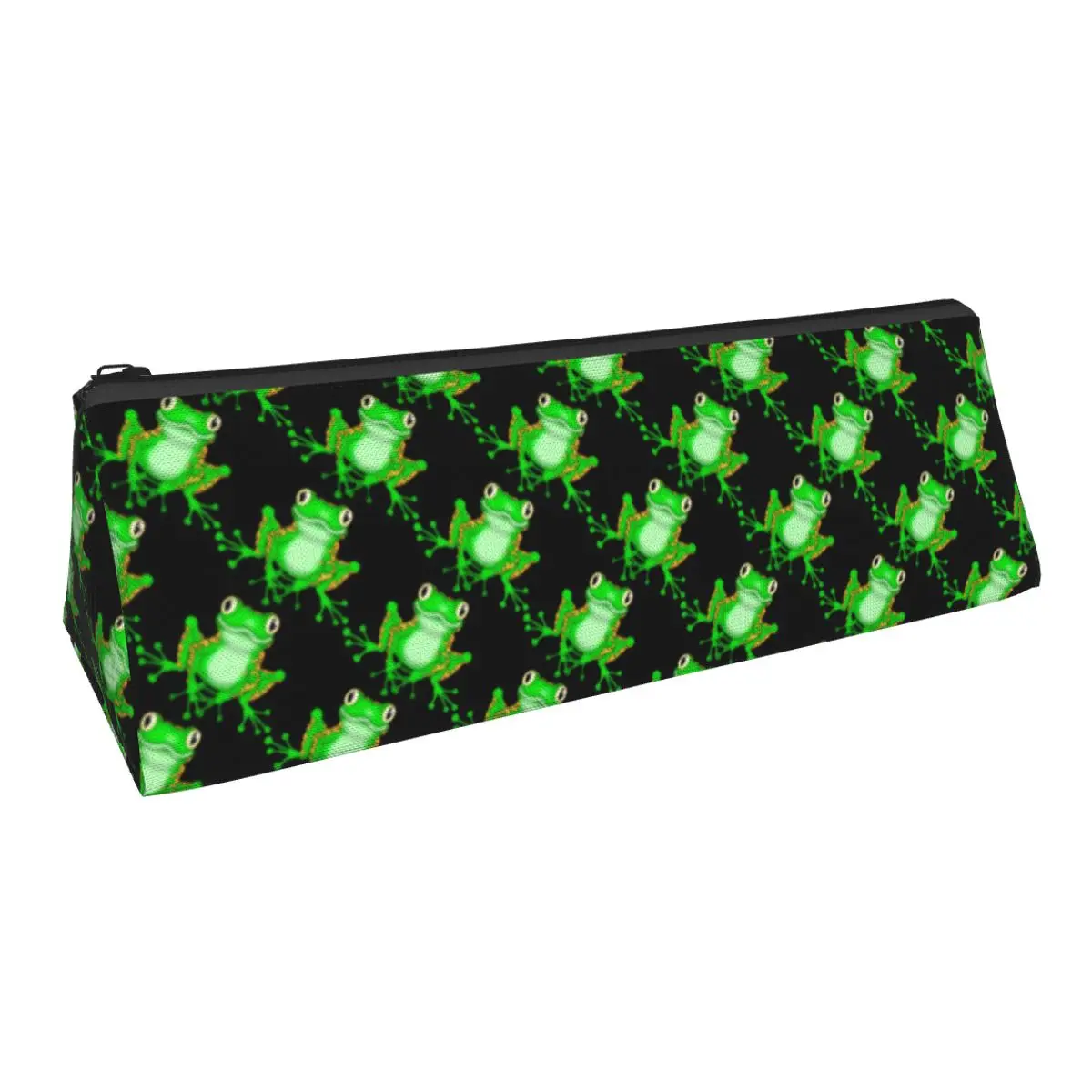 

Green Funny Frog Triangle Pencil Case Cute Animal Print Boy Girl Back to School Pencil Box Fashion Zipper Pen Organizer