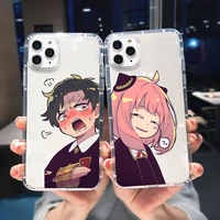 new anime spy x family anya couple phone case for iphone 13 11 12 pro max xr xs 7 x se20 8plus clear shockproof soft cover shell