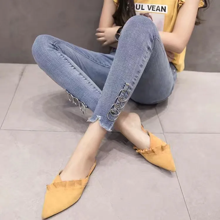 

Джинсы женские Стрейчевые с эффектом пуш-ап, пикантные узкие брюки МОМ в стиле ретро с завышенной талией, модные джинсовые брюки в Корейском стиле, весна 2022