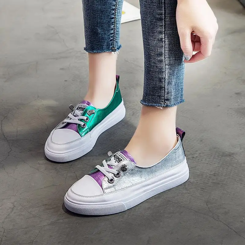 Low Platform Flat Shoes Women's Vulcanize Shoes Fashion Mixed Colors Breathable Flats Women Spring Casual Shoes Zapatos De Mujer