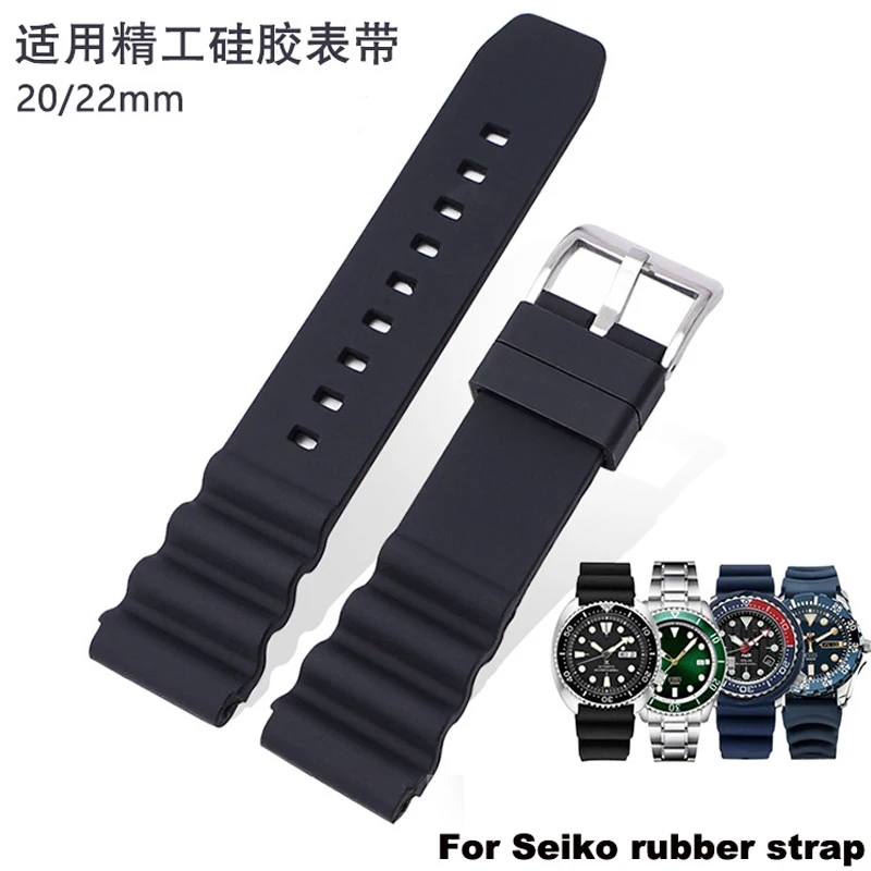 

For Seiko Water Ghost Omega outdoor sports waterproof silicone rubber watch with 20 / 22mm black chain