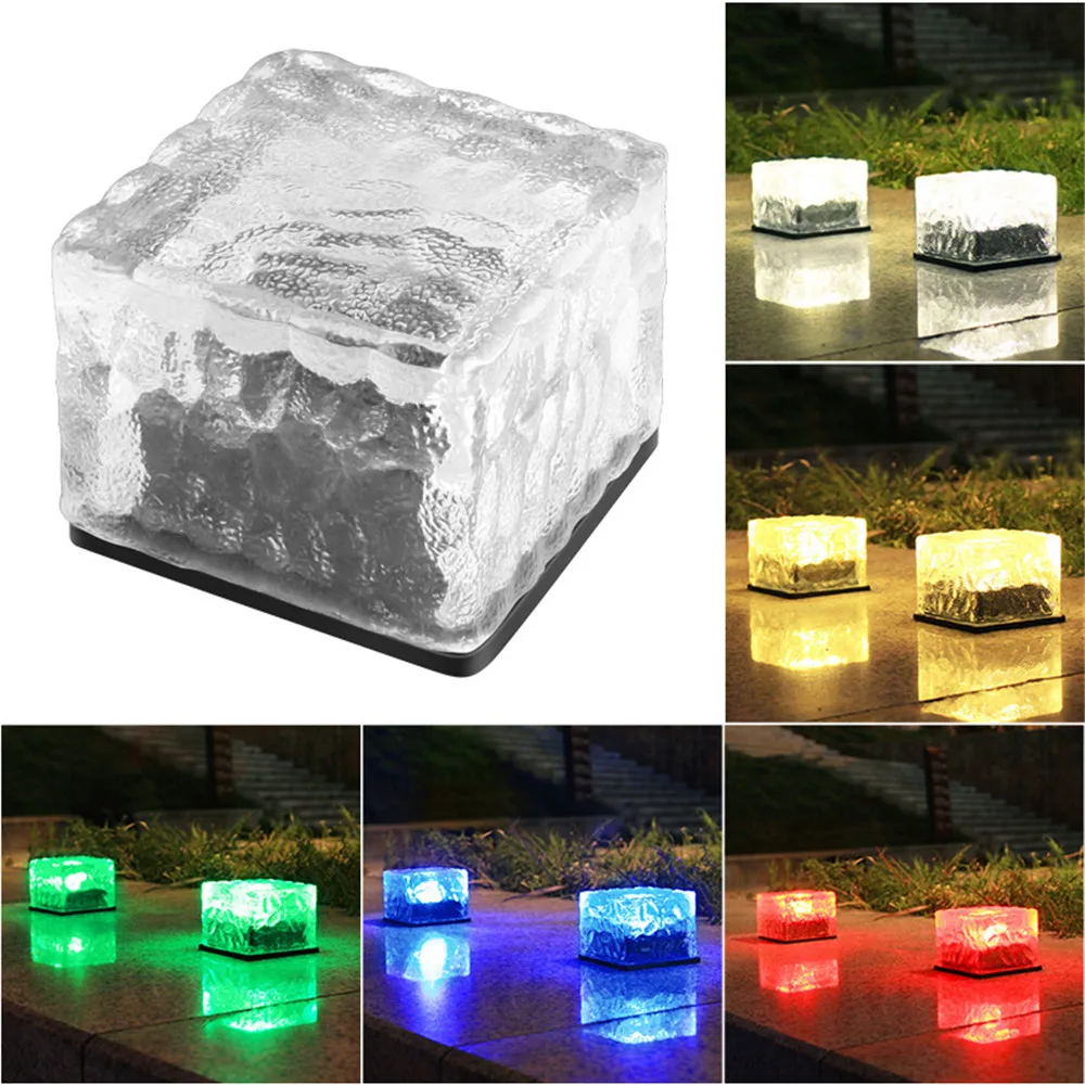 

Solar LED Ice Brick Light Imitation Glass Outdoor Courtyard Floor Tile Light Garden Landscape Decoration Underground Light