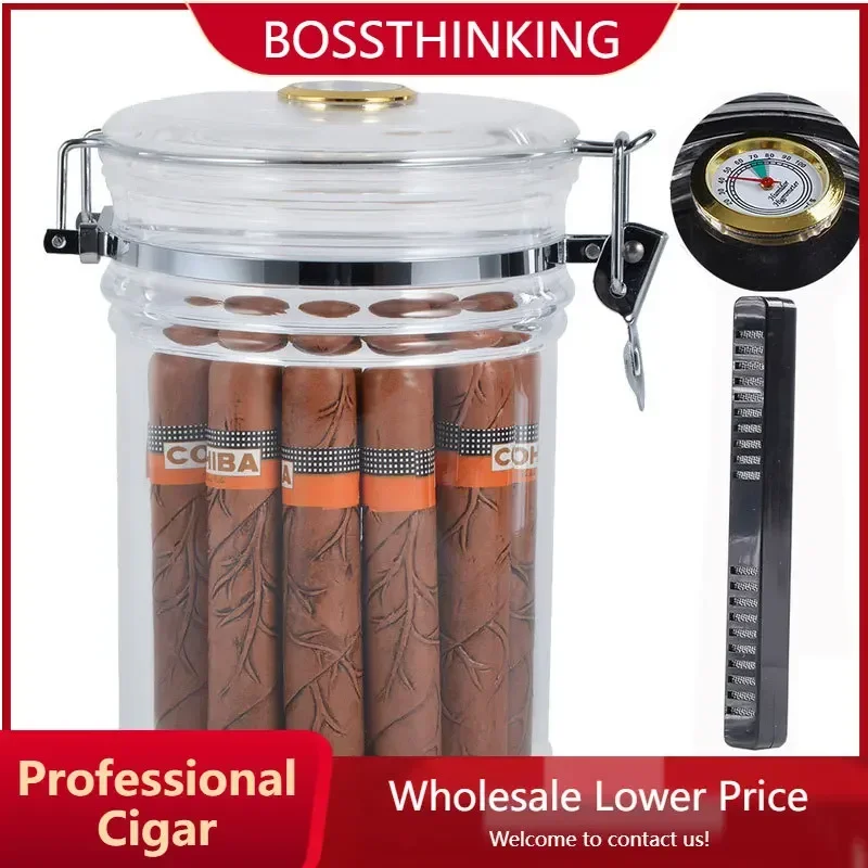 Портативный портсигар прозрачный баночка для табачного хьюмидора с 18 сигарми