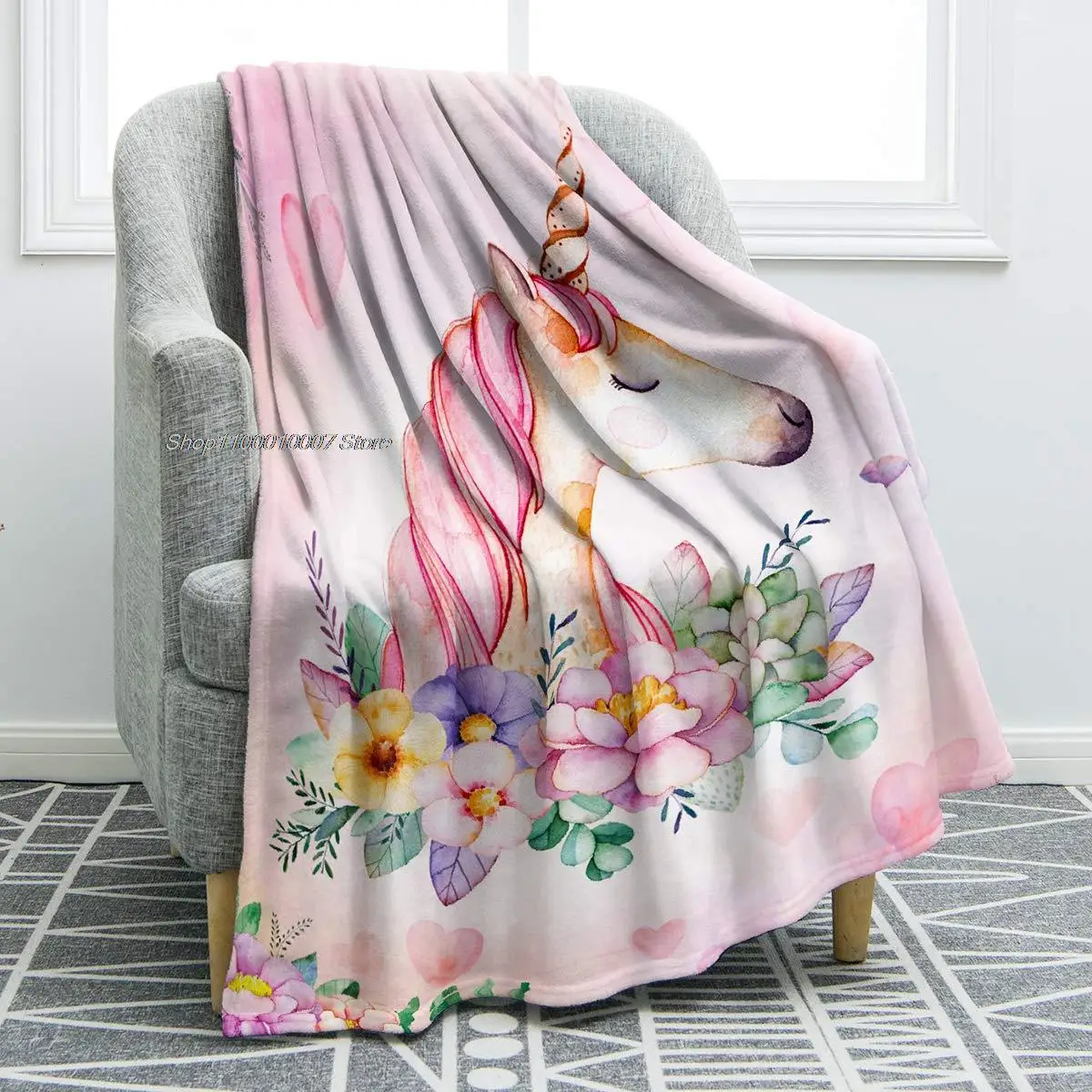 

Unicorn Throw Blanket Soft Comfortable Blanket for Sofa Chair Bed Office