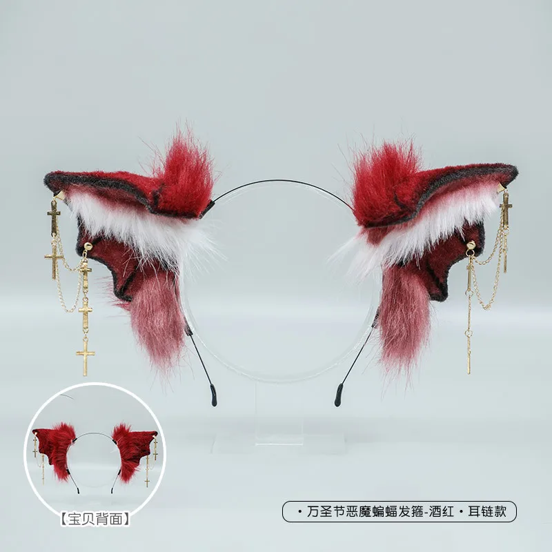 

Fox Ears Cosplay Accessories Handmade Halloween Anime Ears Demon Headband Evil Bat Ear Red Gray Purple Comic Horrifying Headwear