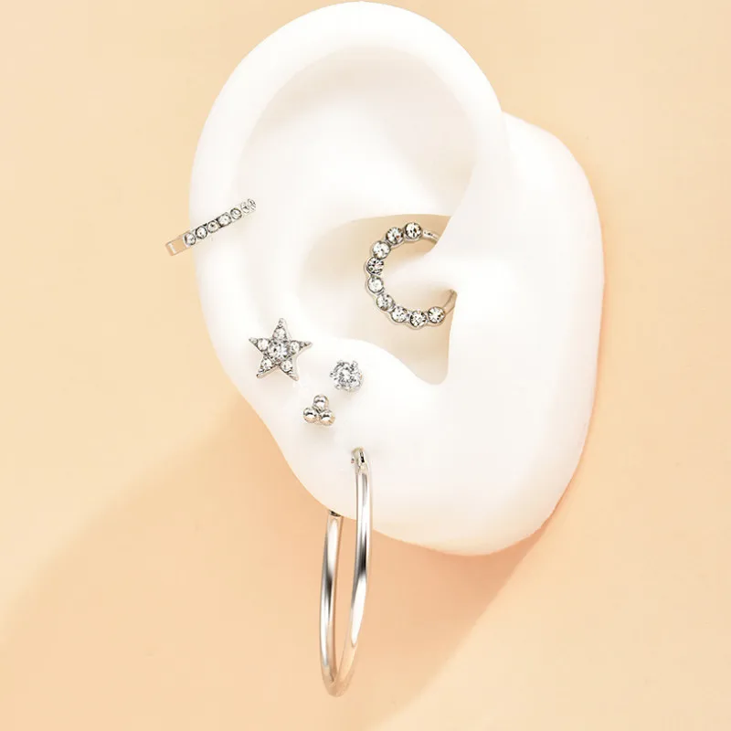 

Women Trendy Crescent Zircon Earrings Jewelry Gift Simple Accessories