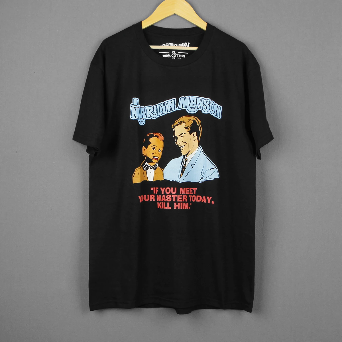 Мужская хлопковая футболка с металлическим ремешком Marilyn Manson