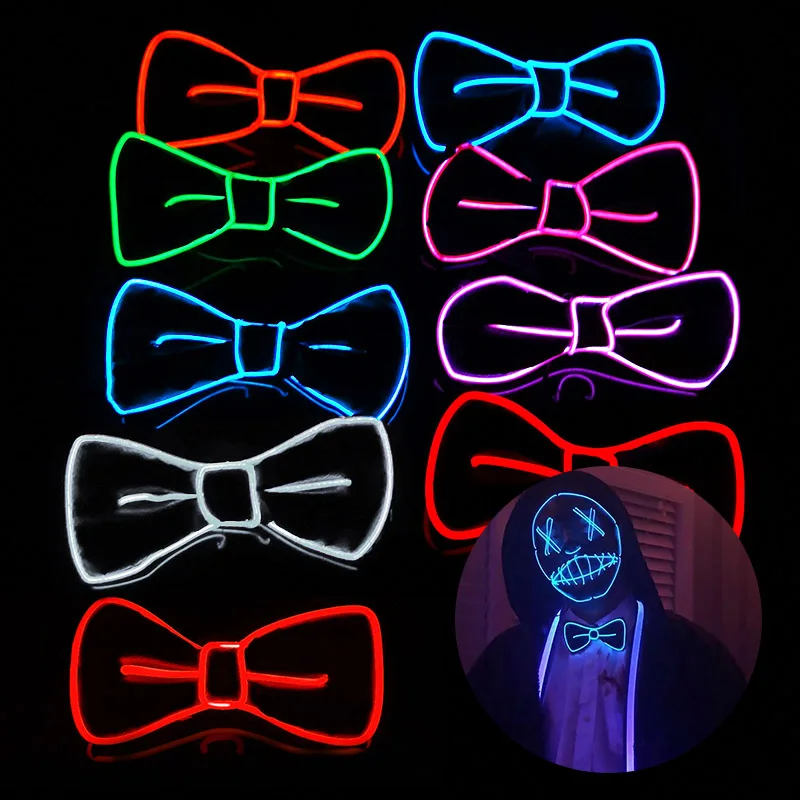 

LED Light Up Mens Bow Tie Glow in the Dark Dancing Party Birthday Wedding Cosplay Costume Supplies Glowing Bow Tie Photo Props
