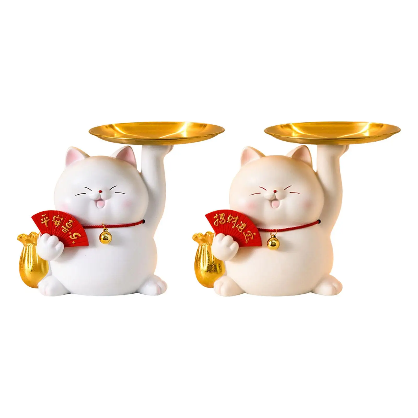 

Serving Tray Birthday Gift Key Holder Bedroom Piggy Bank Cat Resin Statue Figurine for Office Cabinet Countertop Desktop Nursery