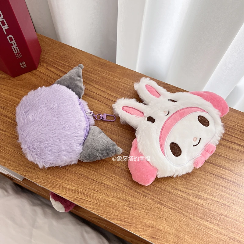 Симпатичный кошелек для мелочи Sanrio Kuromi My Melody Cinnamoroll Pom пурин плюшевая сумка в