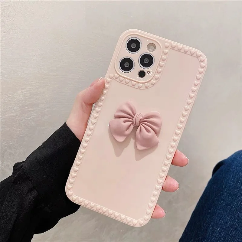 

Чехол с трехмерным бантом для iphone 11 12 13 Pro Max XR Xs Max SE 7 8 Plus