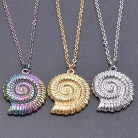 conch pendant stainless steel charm necklace for women men accessories ocean shell jewelry chain neck necklace kpop fashion gift