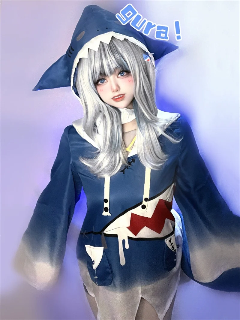 Vivi-Cos аниме Vtuber Hololive Gawr Gura милый Косплей Хэллоуин женский костюм для ролевых игр