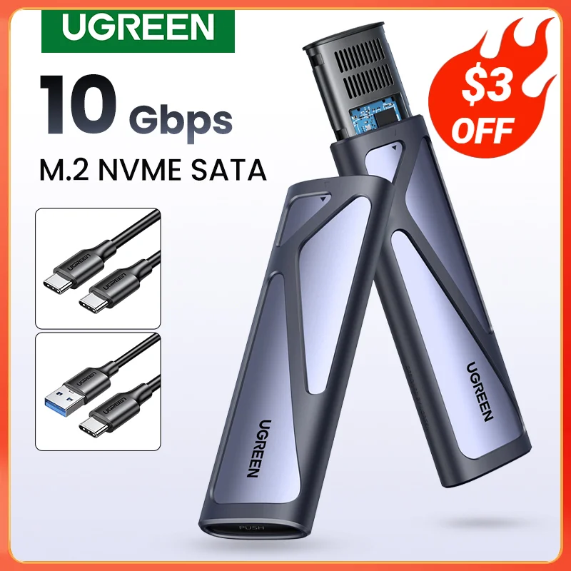 Custodia Ssd Ugreen M2 Custodia Nvme M.2 A Usb Tipo C 3.1 Adattatore Ssd Per Nvme Pcie Ngff Sata Chiave M/B Scatola Disco Ssd M.2 Custodia Ssd