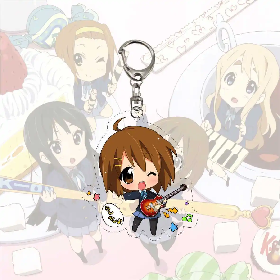 Искусственное Аниме! Брелок Q Version Hirasawa Yui Akiyama Mio Kotobuki Tsumugi фигурка брелок