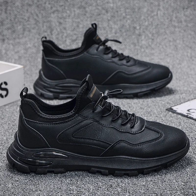 Мужские повседневные кожаные туфли на плоской подошве