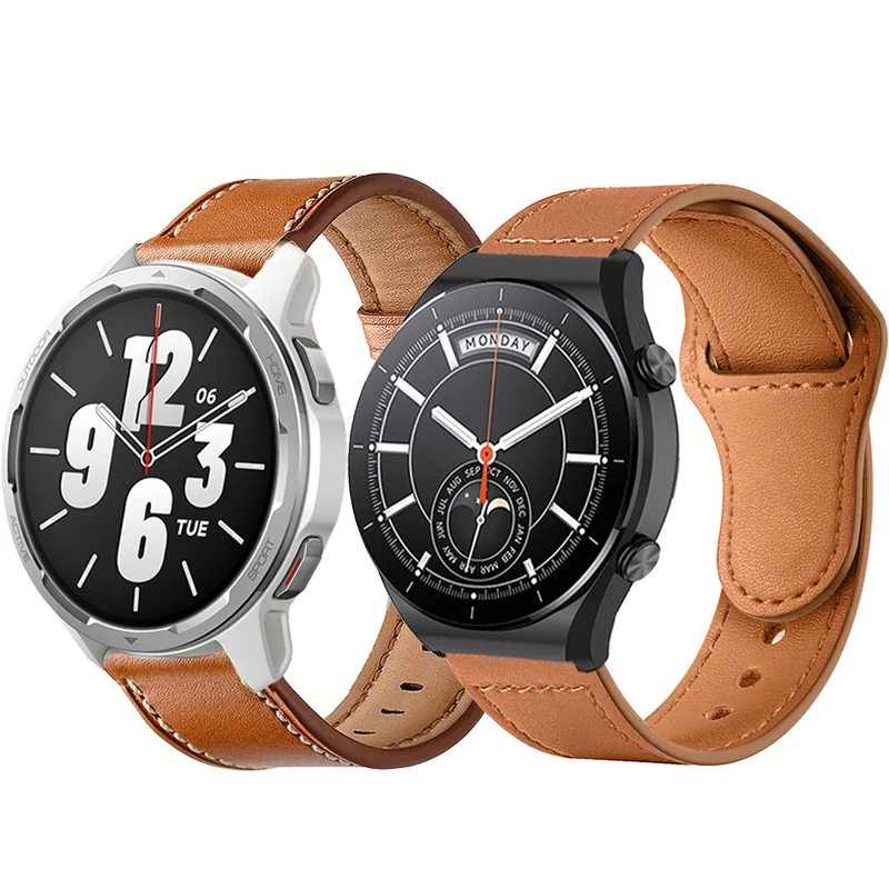 

Ремешок из натуральной кожи для наручных часов Xiaomi Watch S1 Active, аксессуары для смарт-часов, браслет 22 мм для Haylou RT LS05S