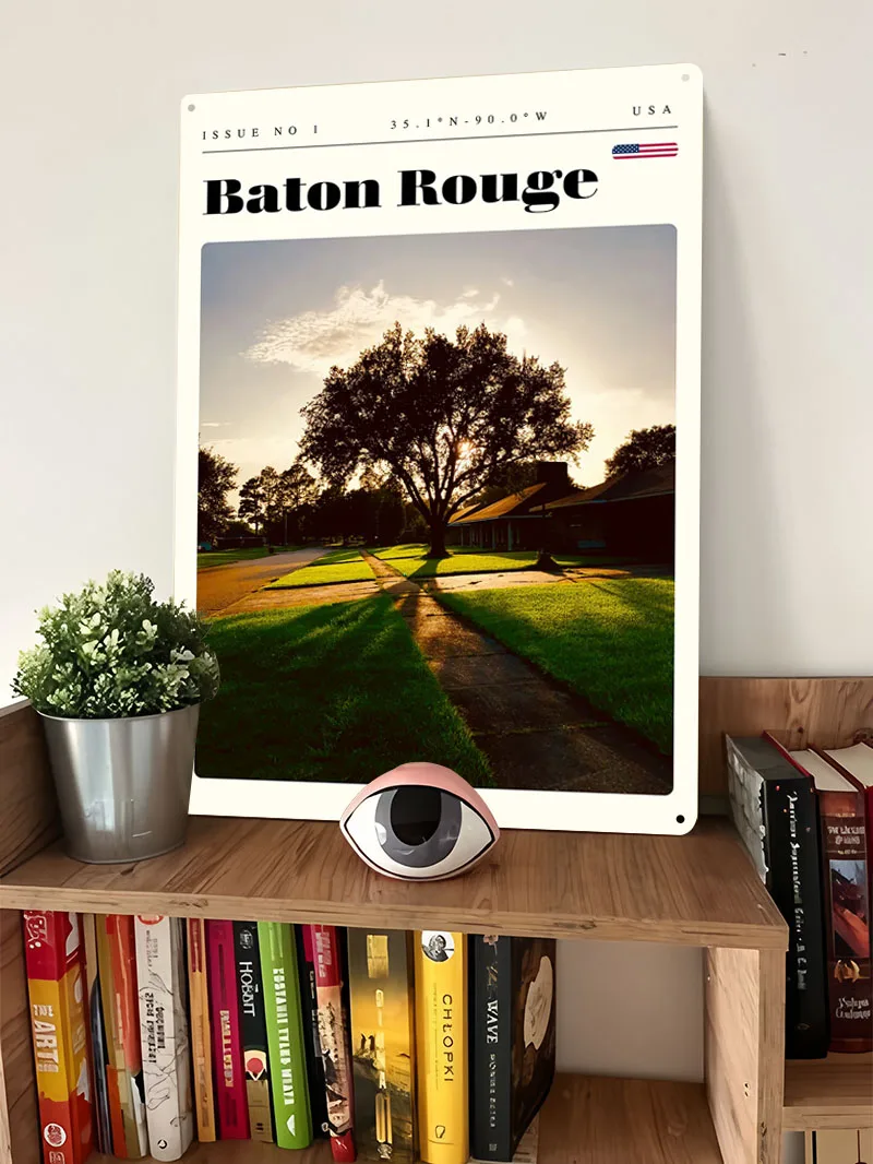 Фото Металлический плакат Baton Rouge Louisiana, декор для украшения комнаты дома, металлические жестяные вывески на заказ для украшения стен, человеческая пещера №4