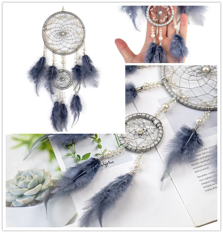 

Dream Catcher Wind Chimes Indian Style Feather Pendant Dreamcatcher Creative Car Room Wall Hanging Decoration Handmade Bead