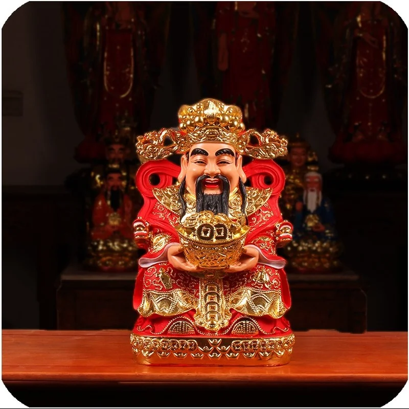 

God of Wealth Buddha Statue Resin Jack Purcell Ingot Red Clothes Ingot Home Worship Statue of God of Wealth Ornaments