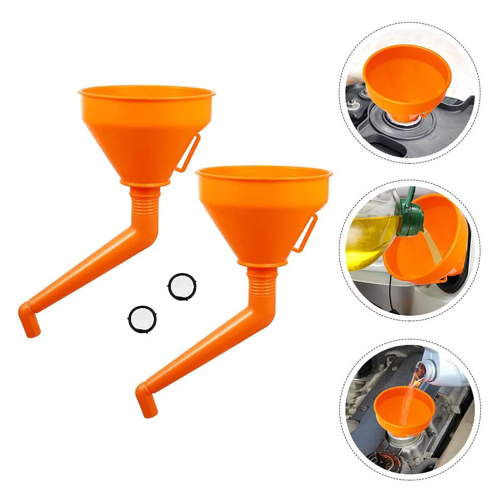 

2 Pcs Grease Nozzle Gasoline Funnel Plastic Mesh Screen Vehicle Automotive Oil Fill Detachable