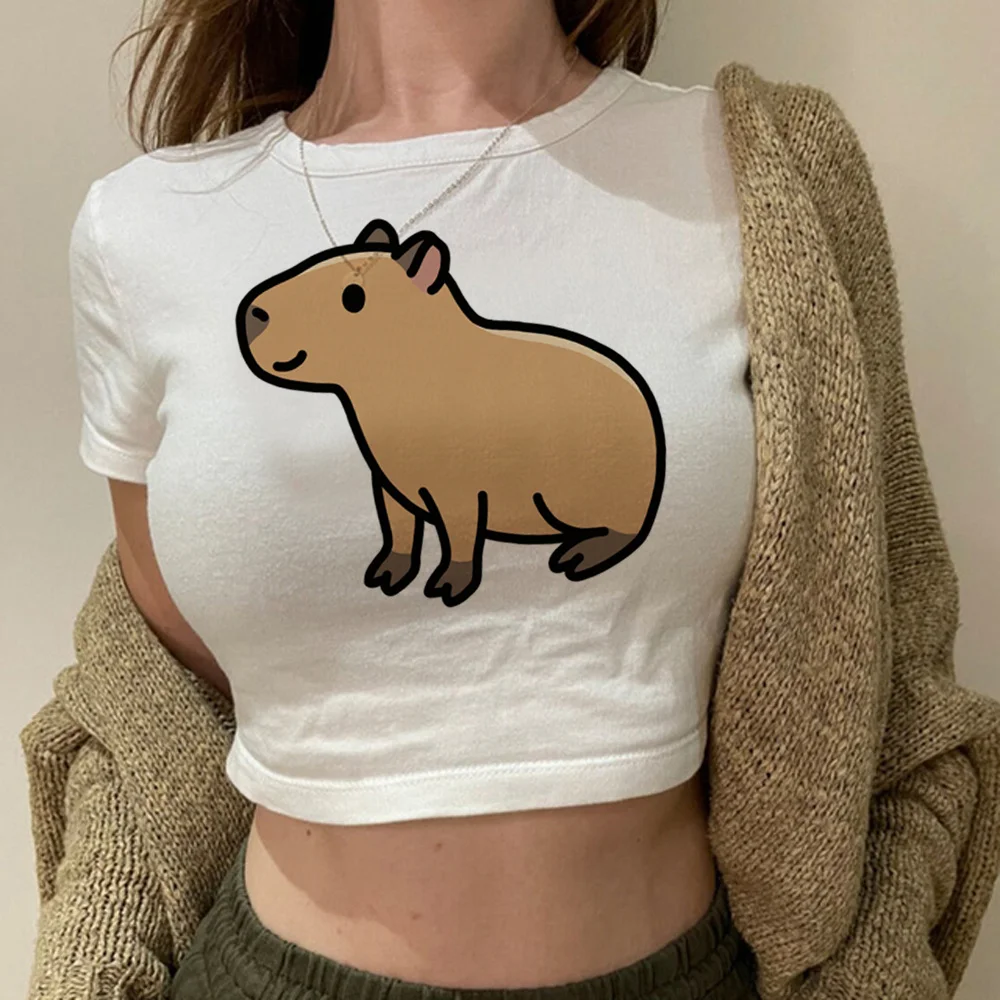 

capybara aesthetic hippie cyber y2k crop top Woman kawai trashy goth 2000s tshirt cropped