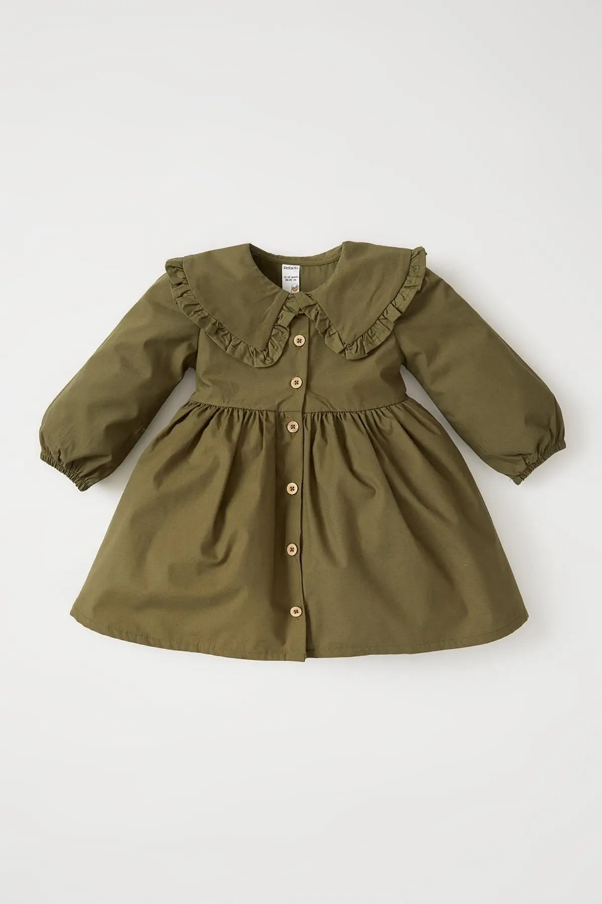 

Хлопковое саржевое платье с длинным рукавом и широким воротником для маленьких девочек