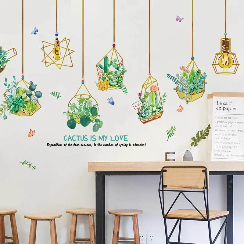

[shijuekongjian] Plant Pendant Wall Stickers DIY Chandelier Wall Decals for House Living Room Bedroom Nursery Kitchen Decoration