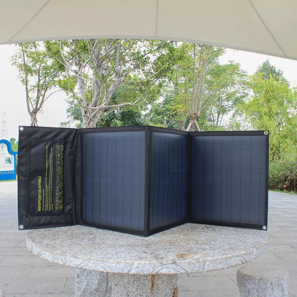 

60W Solar Panel Foldable Solar Charger Dual 5V USB 18V DC Output Waterproof for Mobile Phone Camping Boats