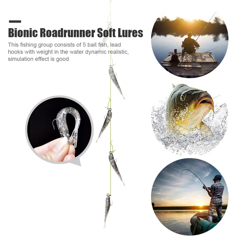 

Мягкая рыболовная приманка-кластер, 5 брусков, рыболовная приманка, джиг-воблер с головой до хвоста, металлическая Рыболовная Снасть для мор...