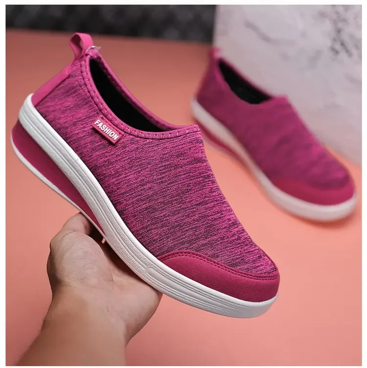

2022 Breathable Fashion Casual Sports Shoes Platform Flats Shoes Light Pull-on Sneakers Woman Vulcanize Shoes Large Size 35~41