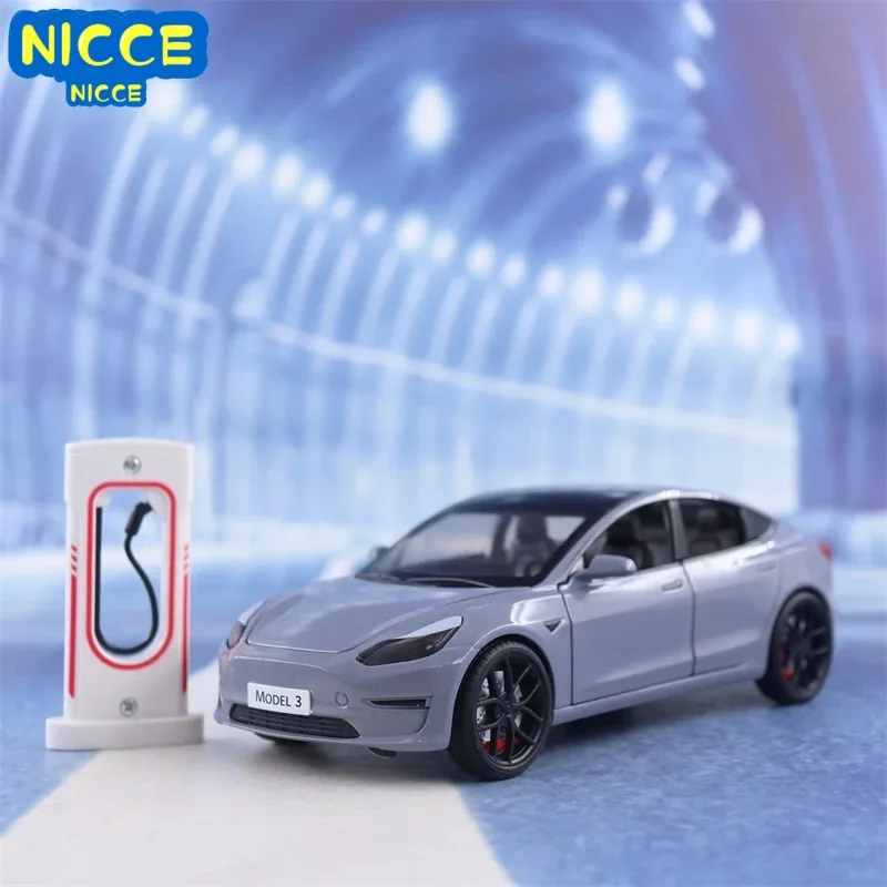 

Nicce 1:24 Tesla Model 3 High Simulation Diecast Metal Alloy Model Car Sound Light Pull Back Collection Kids Toy Gifts C190