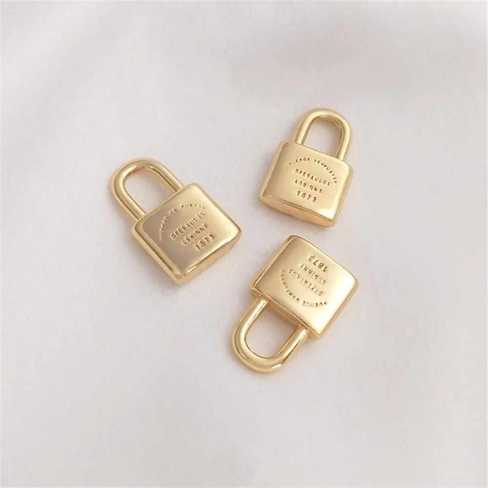 

14K Gold Filled Plated Fashion letter lock pendant handmade DIY chain necklace bracelet pendant first ornament pendant