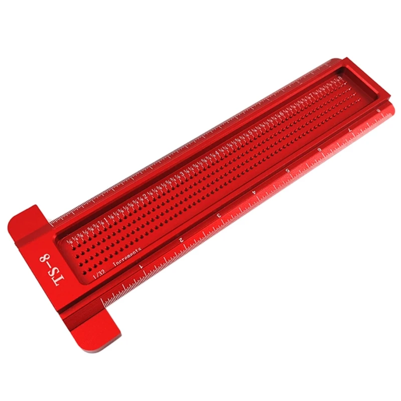 

8inch Precision Woodworking Tools Aluminum Scale Ruler T-type Square Hole Ruler