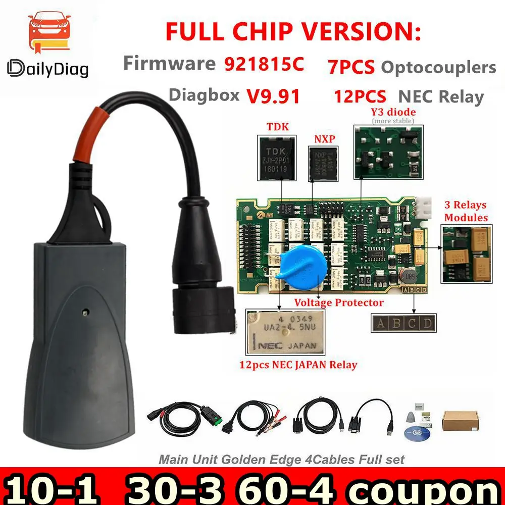 Автомобильный диагностический сканер Lexia 3, полный чип 921815C PP2000 Diagbox V9.91, для Citroen Peugeot, OBD 2