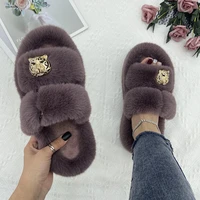 fur slides woman winter luxury furry faux fur slippers outdoor soft shoes ladies flip flops sandals fashion warm fur slippers