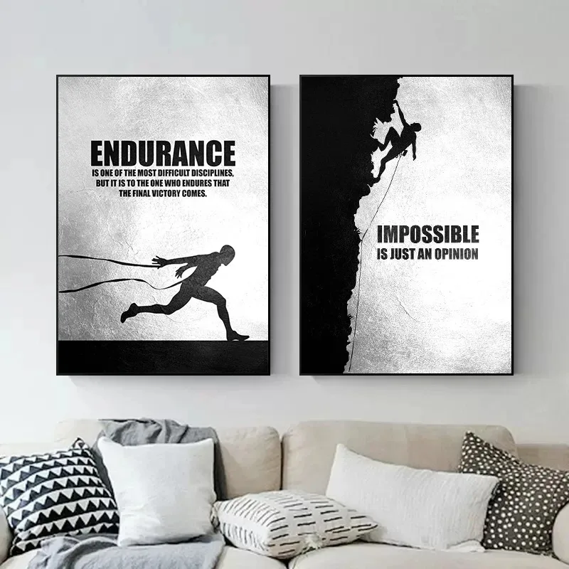 Классические черно-белые мотивационные спортивные постеры с цитатами печать на