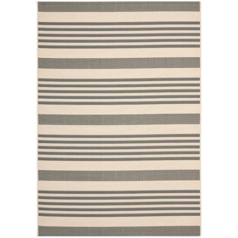 

Caroline Striped Indoor/Outdoor Area Rug, 5'3" x 7'7", Black/Bone