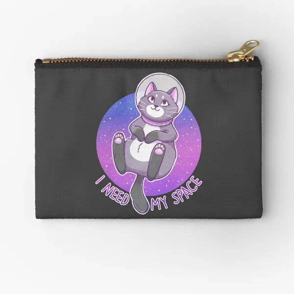 

I Need My Space Astronaut Kitty Zipper Pouches Underwear Small Socks Cosmetic Coin Pocket Storage Bag Wallet Women Packaging