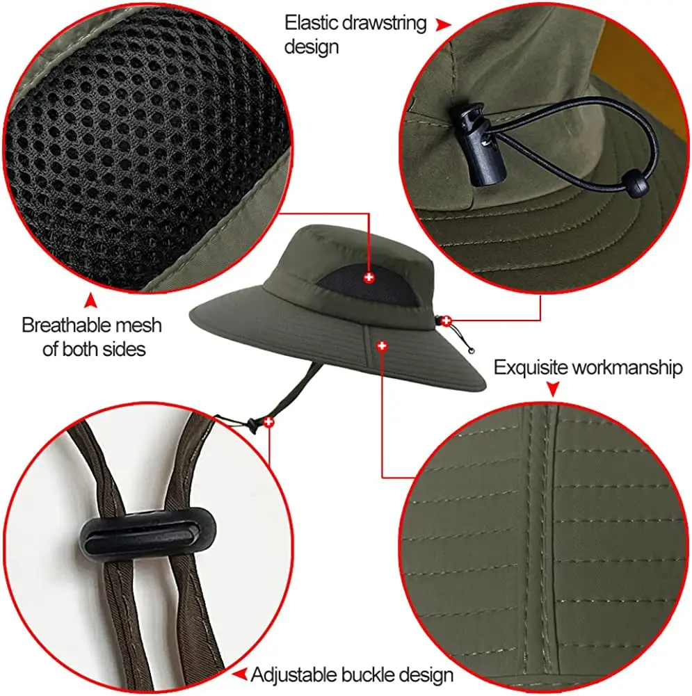 

Men's Sun Hat, Fishing, Sun Protection Bucket Hat Wide Brim Hunting Hat Boonie Hat for Hiking Beach
