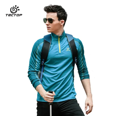 Unisex Outdoor elastic breathable quick dry UV-proof long sleeve hiking running tshirts lovers trekking cycling sports t-shirt