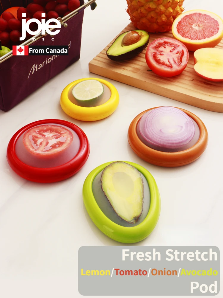 

Joie Fresh Stretch Pod Fruit Preservation Box Silicone Avocado Lemon Apple Anti-oxidation Refrigerator Storage Box Cute